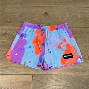 FABLETICS X STASH Purple‎ Blue Orange Graffiti One Short 3" Active Shorts Size S